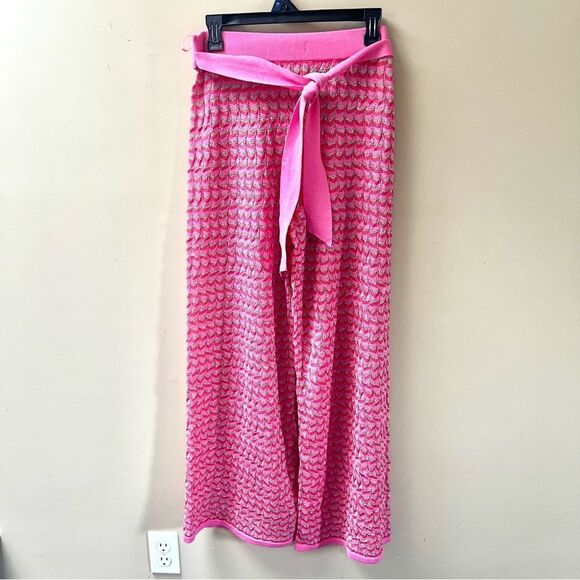 - Milly Cabana pink knit wide leg pants w/belt Size M - Picture 2 of 7